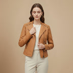 Chic Cropped Zip-Up Biker Style Jacket Fashion Grand