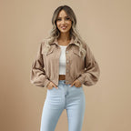 Vintage Corduroy Cropped Jacket for Women Fashion Grand