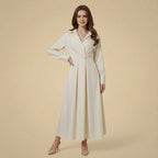 Elegant Long Sleeve Lapel Shirt Dress Fashion Grand