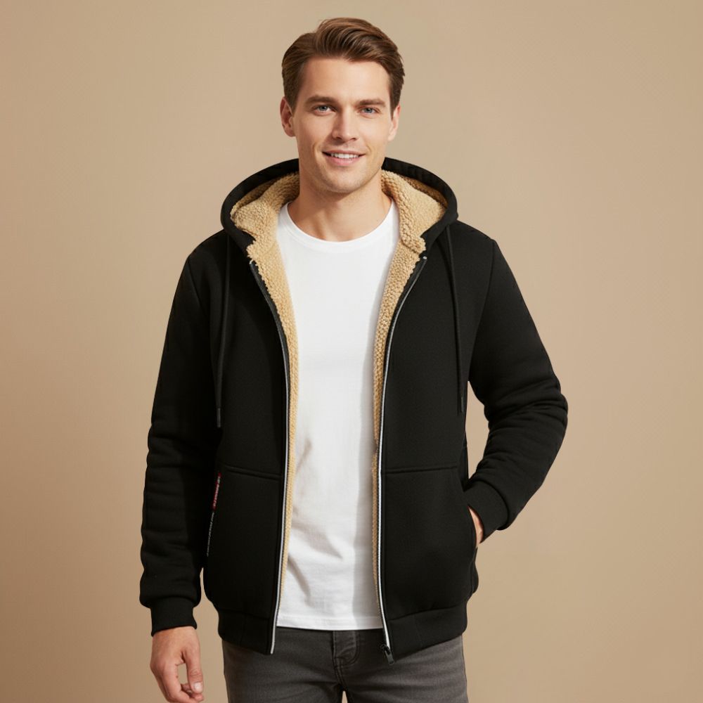 Men's Thick Fleece Lined Zip Up Hoodie Fashion Grand