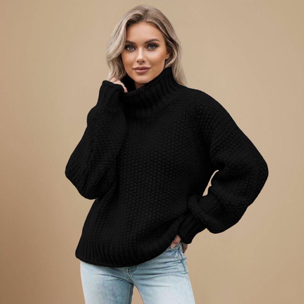 Chunky Knit High Neck Sweater Fashion Grand