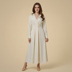Elegant Long Sleeve Lapel Shirt Dress Fashion Grand
