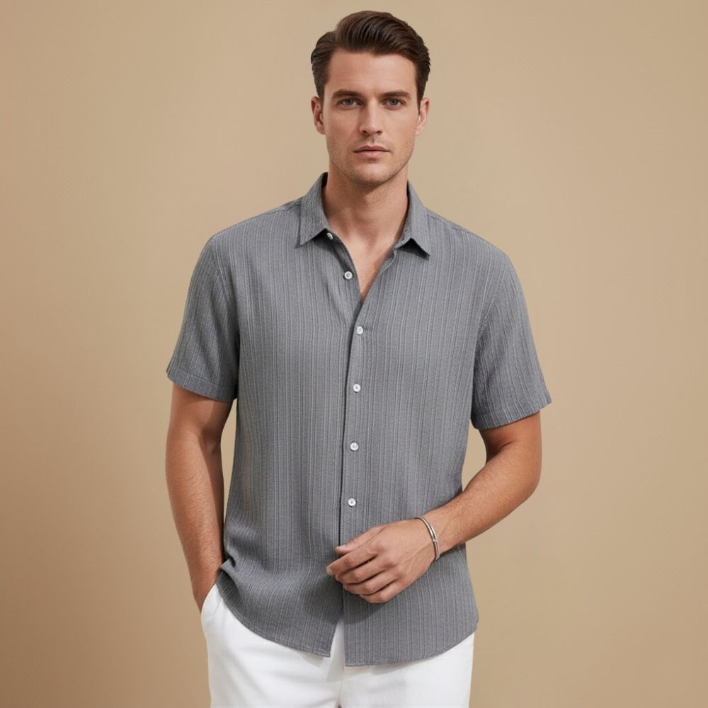 Casual Short Sleeve Button Up Summer Shirt Fashion Grand