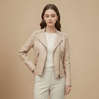 Chic Cropped Zip-Up Biker Style Jacket Fashion Grand