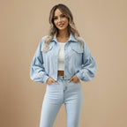 Vintage Corduroy Cropped Jacket for Women Fashion Grand