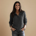 Slim Knitted Zip Up Jumper High Collar Fashion Grand