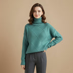 Women's Classic Wool Blend Turtleneck Jumper Fashion Grand