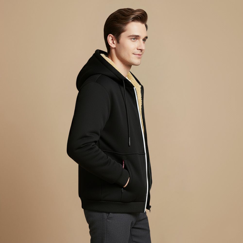 Men's Thick Fleece Lined Zip Up Hoodie Fashion Grand