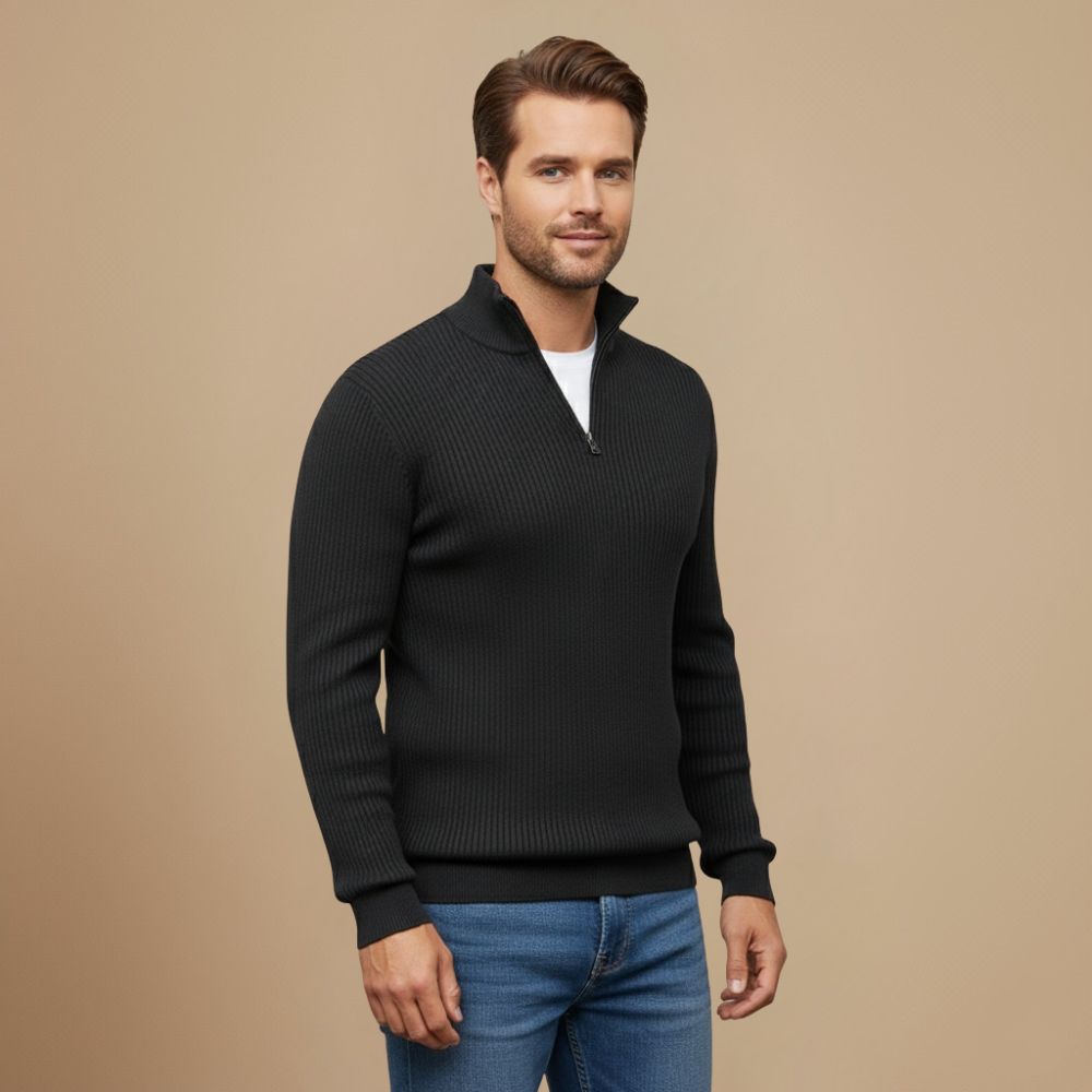 Men Zip Turtleneck Knitted Sweater Fashion Grand