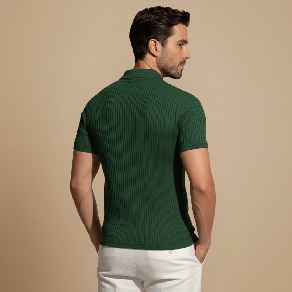 Slim Fit Plain Knit Short Sleeve T-Shirt for Men Fashion Grand