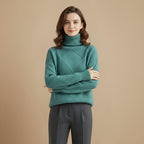 Women's Classic Wool Blend Turtleneck Jumper Fashion Grand