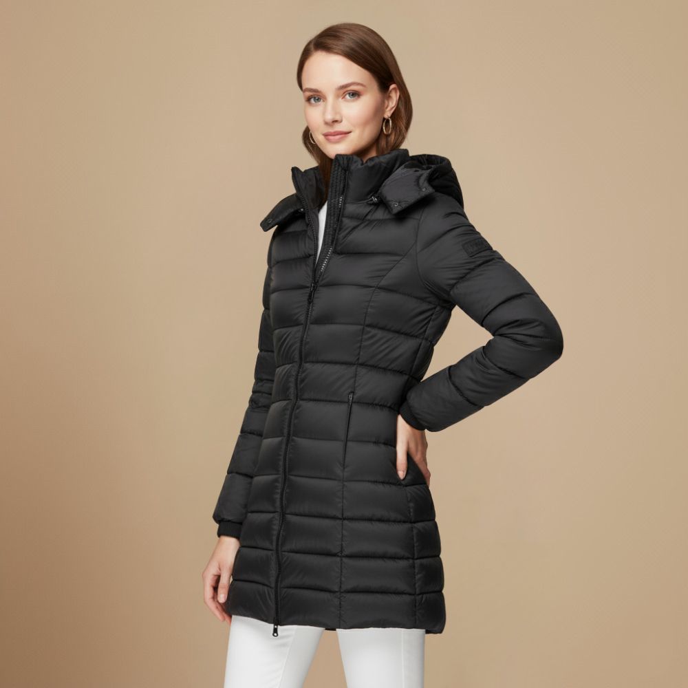 Warm Hooded Mid-Length Padded Winter Coat Fashion Grand
