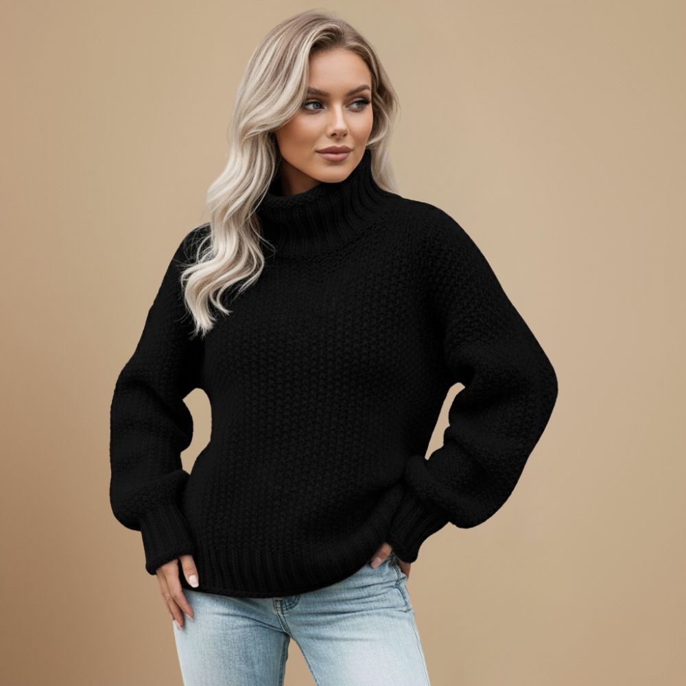 Chunky Knit High Neck Sweater Fashion Grand