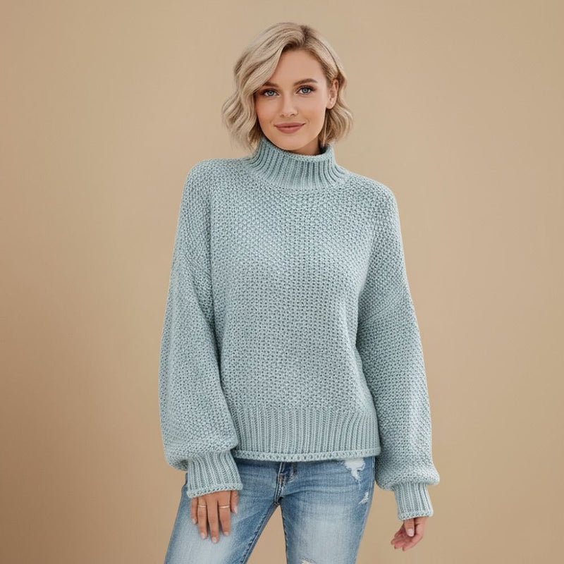 Women's Waffle Knit Rollneck Sweater Fashion Grand