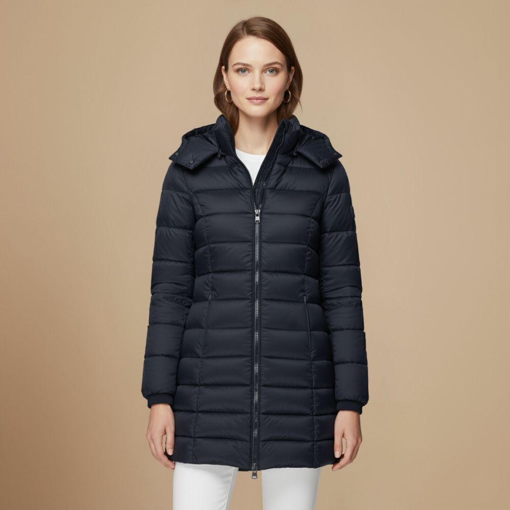 Warm Hooded Mid-Length Padded Winter Coat Fashion Grand