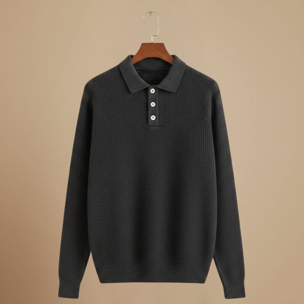 Men's polo collar knitted long sleeve pullover sweater Fashion Grand