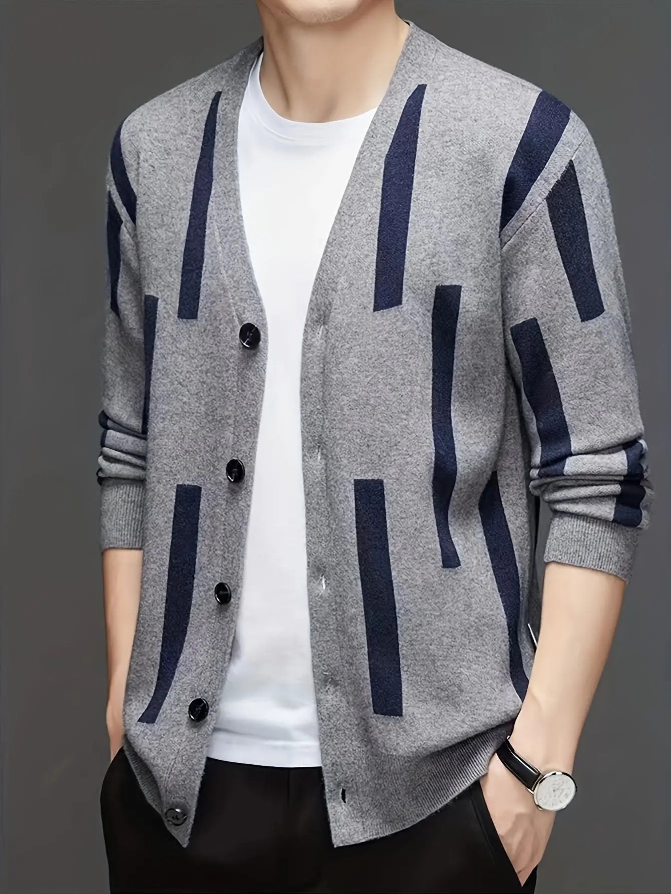 Men's V-Neck Knit Cardigan Fashion Grand