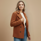 Stylish women's teddy coat with double row of buttons Fashion Grand