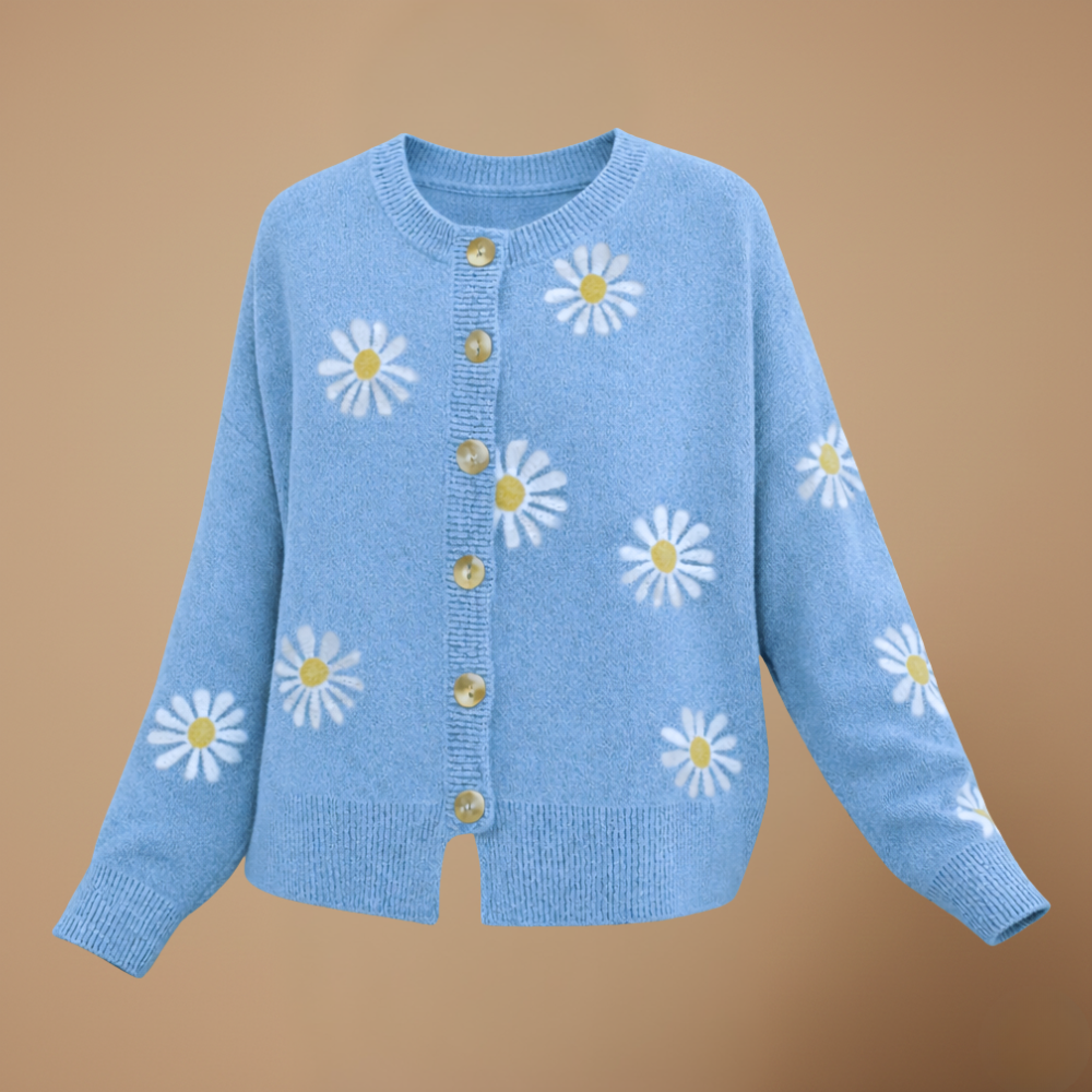 Women's floral embroidered button-up cardigan Fashion Grand