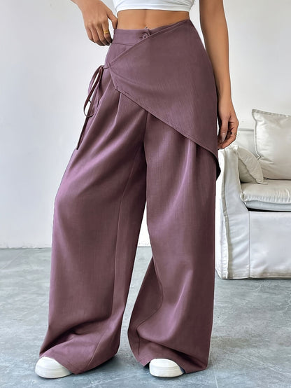 Women's Straight-Leg Drawstring Casual Trousers Fashion Grand