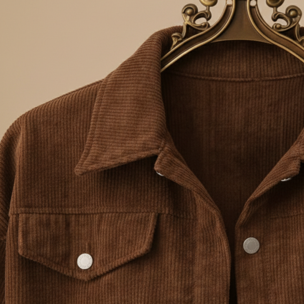 Vintage Corduroy Cropped Jacket for Women Fashion Grand