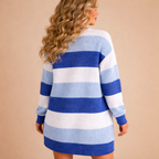 Women's Striped V Neck Soft Long Cardigan Fashion Grand