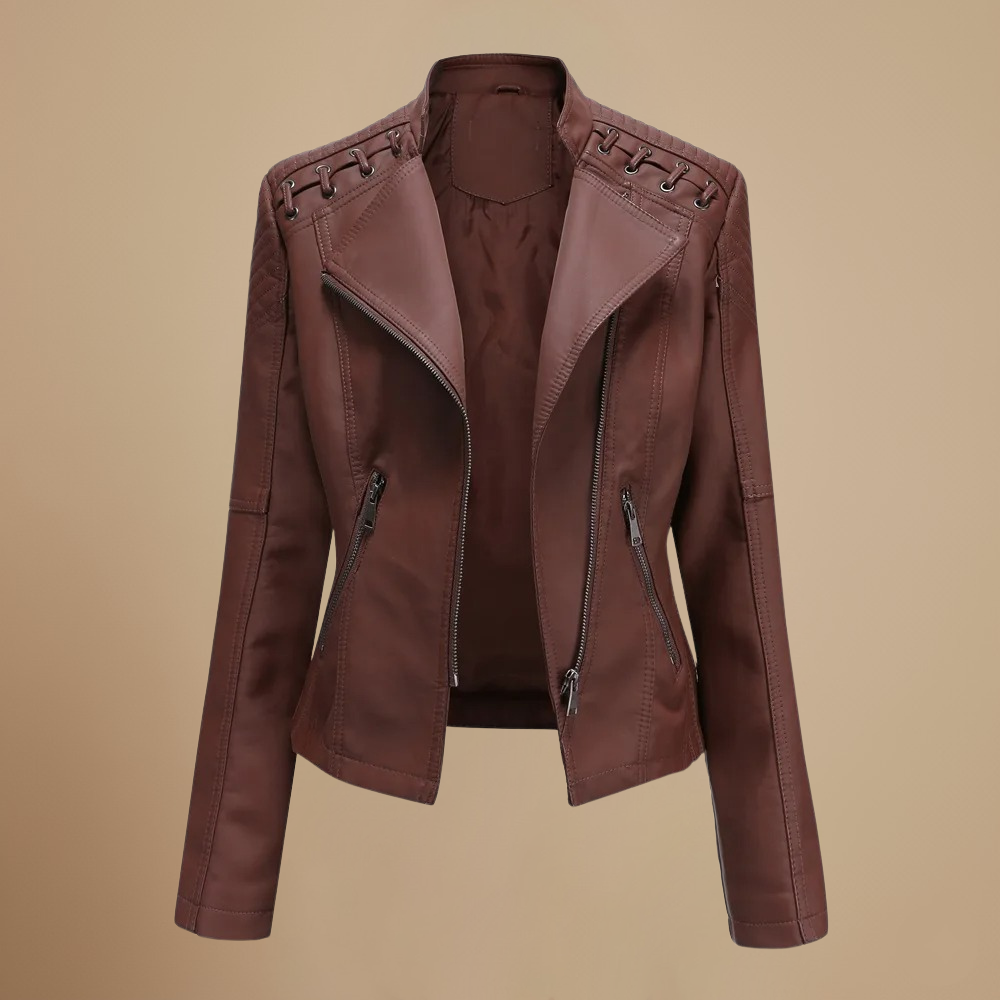 Women’s leather short fit jacket Fashion Grand