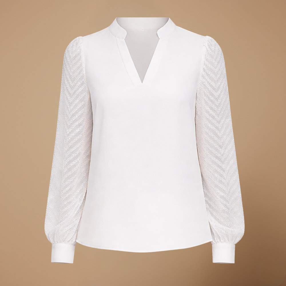 Women's v-neck long sleeve detail blouse Fashion Grand
