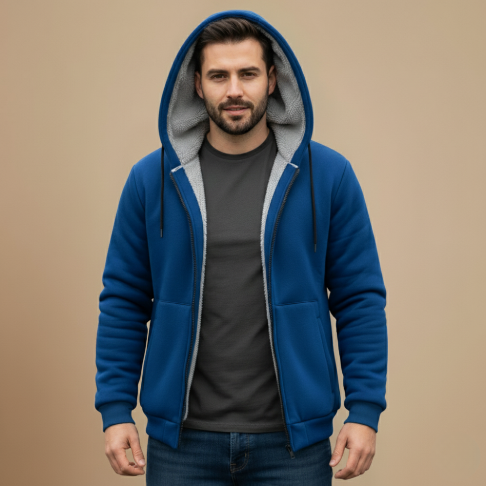 Fleece Lined Zip Hoodie Jacket for Men Fashion Grand