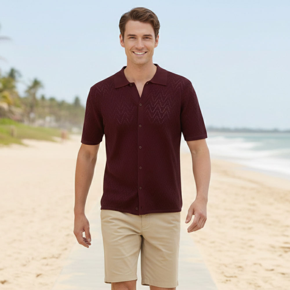 Men's short sleeved geometric design polo shirt Fashion Grand