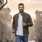 Men’s slim fit zip with long sleeves jacket Fashion Grand