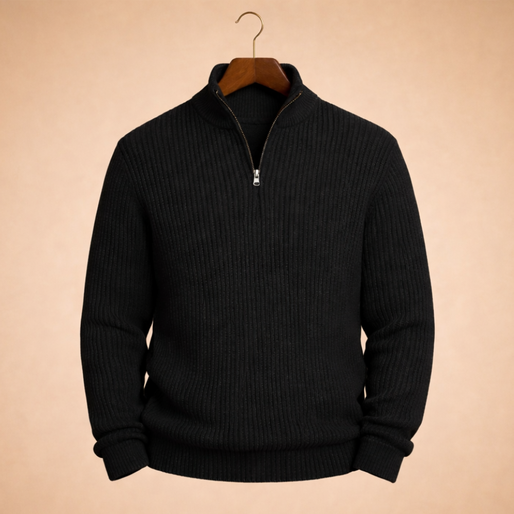 Men's casual zip turtleneck knitted pullover jumper Fashion Grand