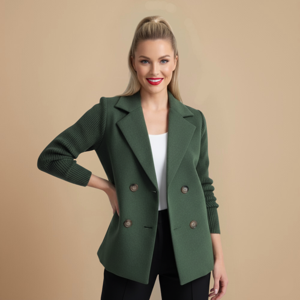 Wool Blend Double-Breasted Women's Blazer Fashion Grand