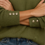 Women's turtleneck button puff sleeve knitted jumper Fashion Grand