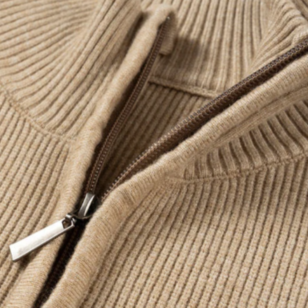 Men's zip collar knit long sleeve sweater Fashion Grand