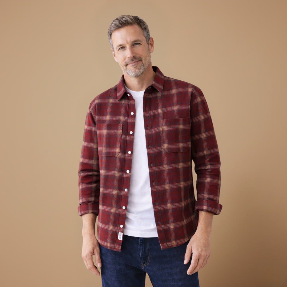 Men's plaid long sleeve shirt with button front closure Fashion Grand