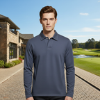 Men's long sleeve polo shirt with turned-down collar Fashion Grand