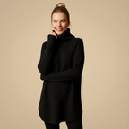 Elegant Roll Neck Knitted Tunic Sweater Fashion Grand