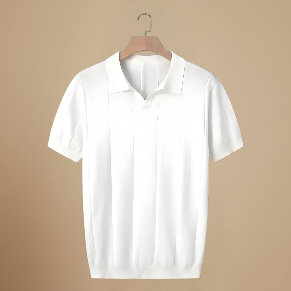 Men's short sleeved knitted v-neck polo shirt Fashion Grand