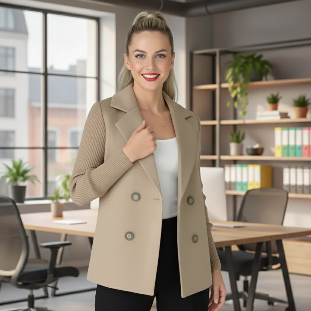 Women's Casual Blend Double-Breasted Blazer Fashion Grand