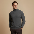 Casual Ribbed High Neck Pullover Sweater for Men Fashion Grand