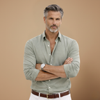 Men's modern slim fit long sleeve shirt with button front closure Fashion Grand