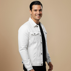 Men's Casual Black Solid Denim Jacket Fashion Grand