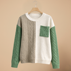 Cute Patchwork Cable Knit Casual Sweater for Women Fashion Grand
