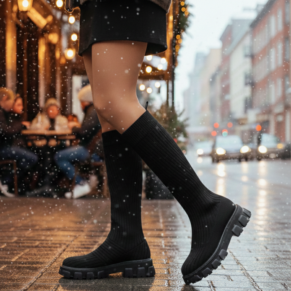 Women's elasticated mid calf boots Fashion Grand