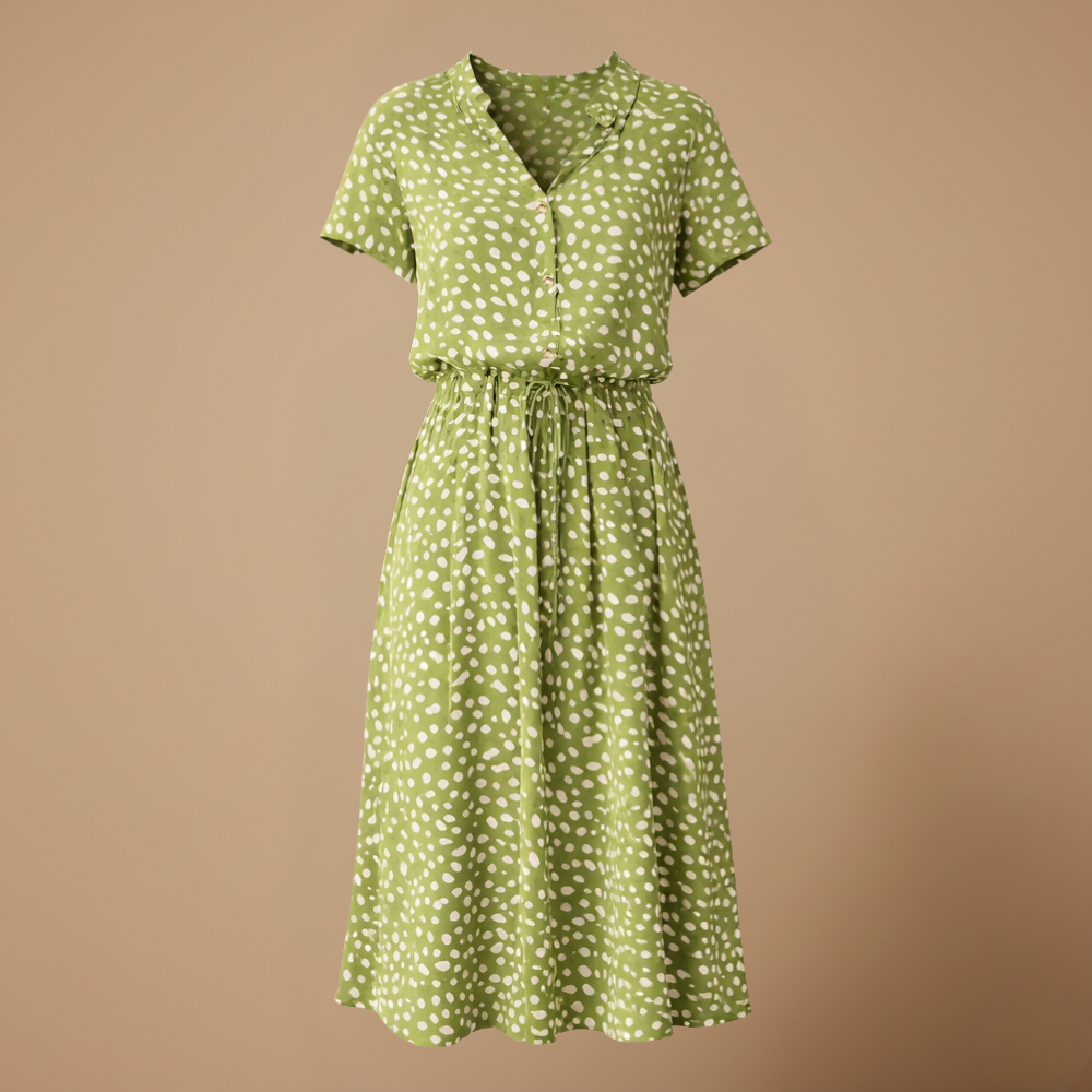 Women’s short sleeve belted midi summer dress Fashion Grand