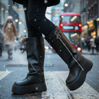 Women's buckle detail platform boots Fashion Grand