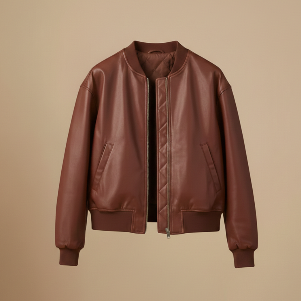 Women’s Faux Leather Bomber Jacket Fashion Grand