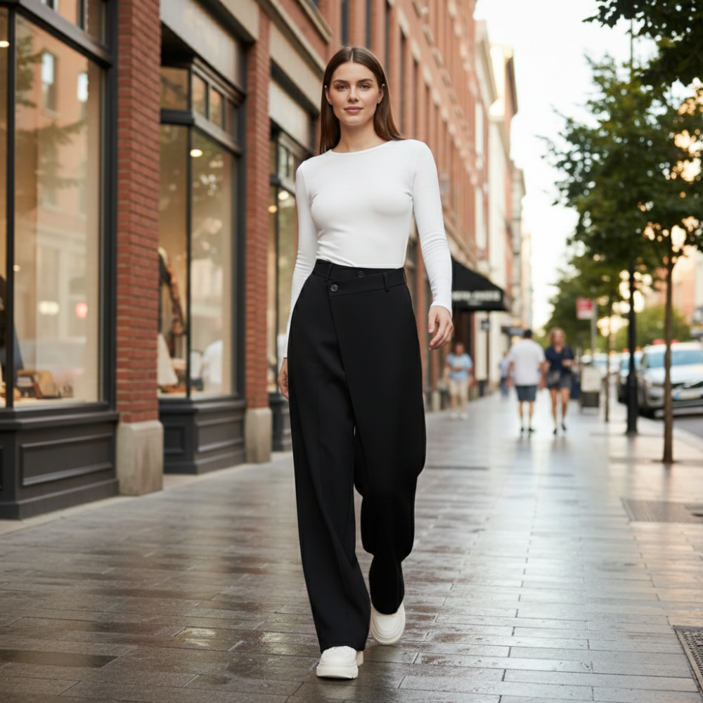 Women's high waist straight leg suit trousers Fashion Grand