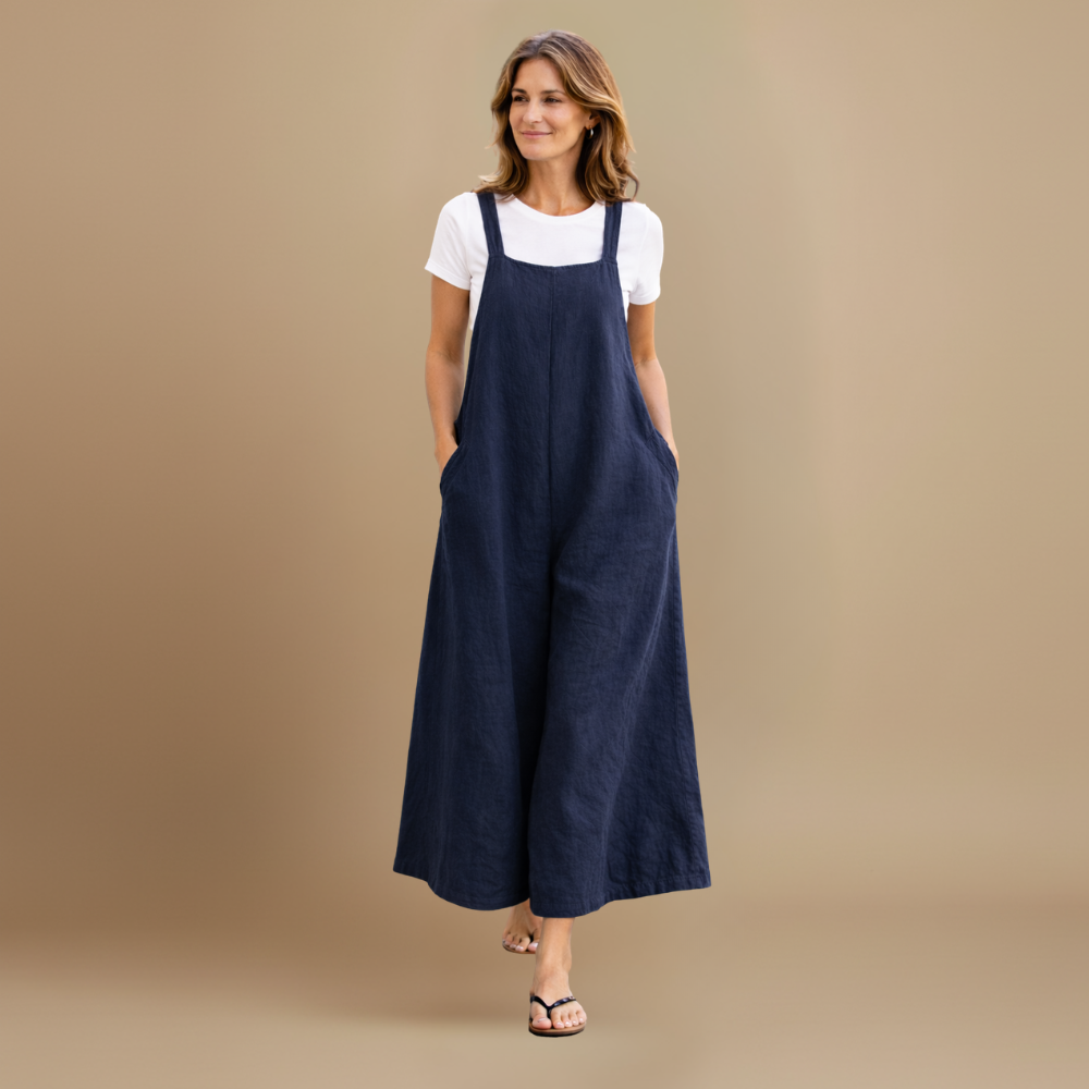 Women’s wide-leg jumpsuit with strap detail for casual wear Fashion Grand